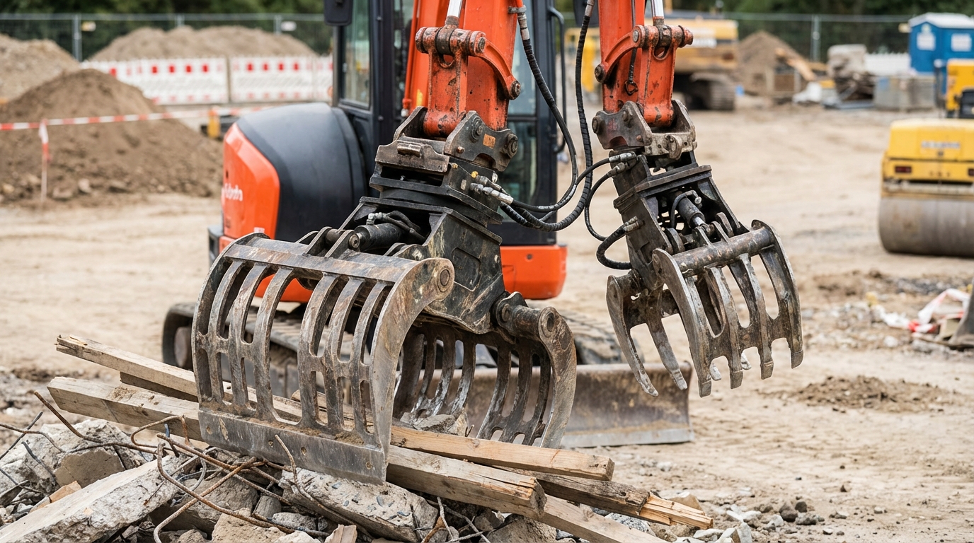 découvrez l'utilité d'une pince de tri pour mini-pelle et apprenez comment choisir la bonne taille pour optimiser vos travaux de chantier.