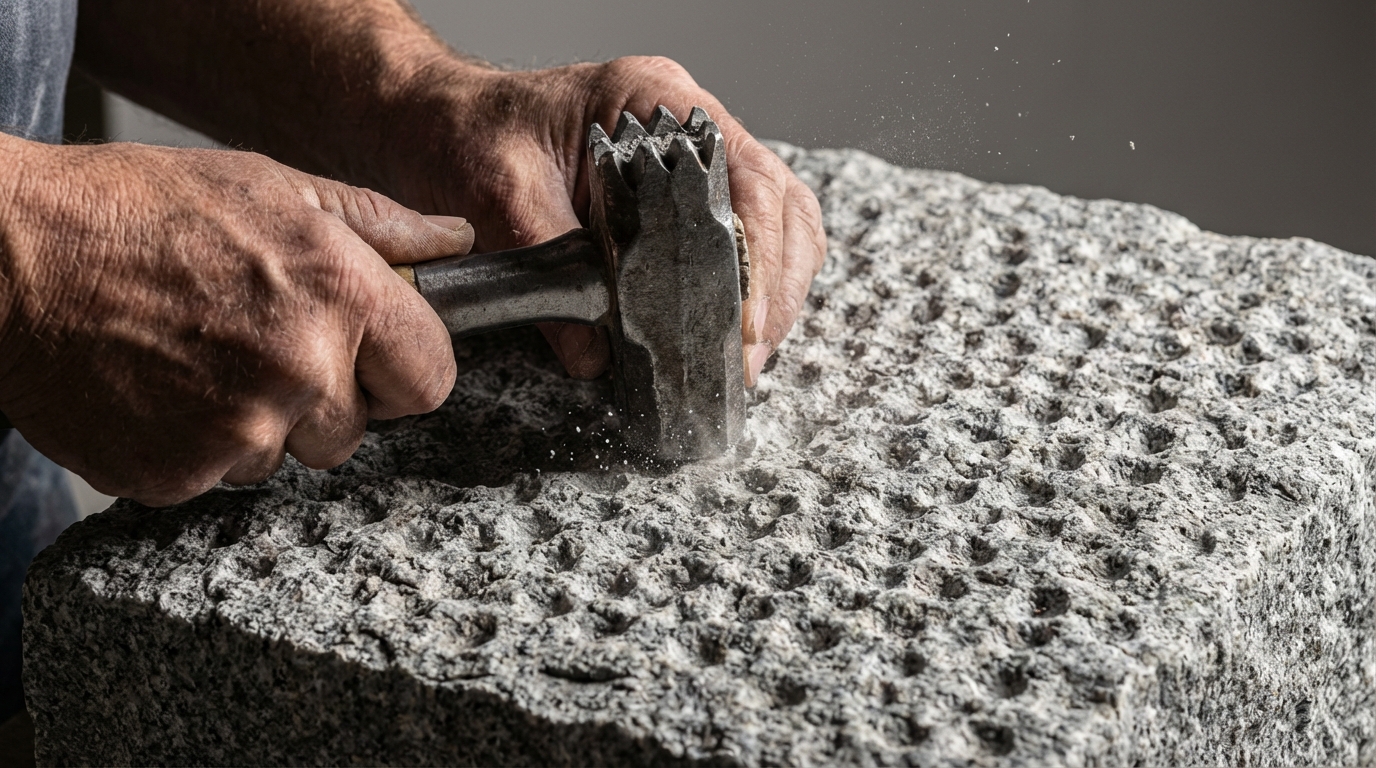 découvrez pourquoi le bouchardage de la pierre est réalisé et quel rendu esthétique et texturé il apporte à vos surfaces en pierre.