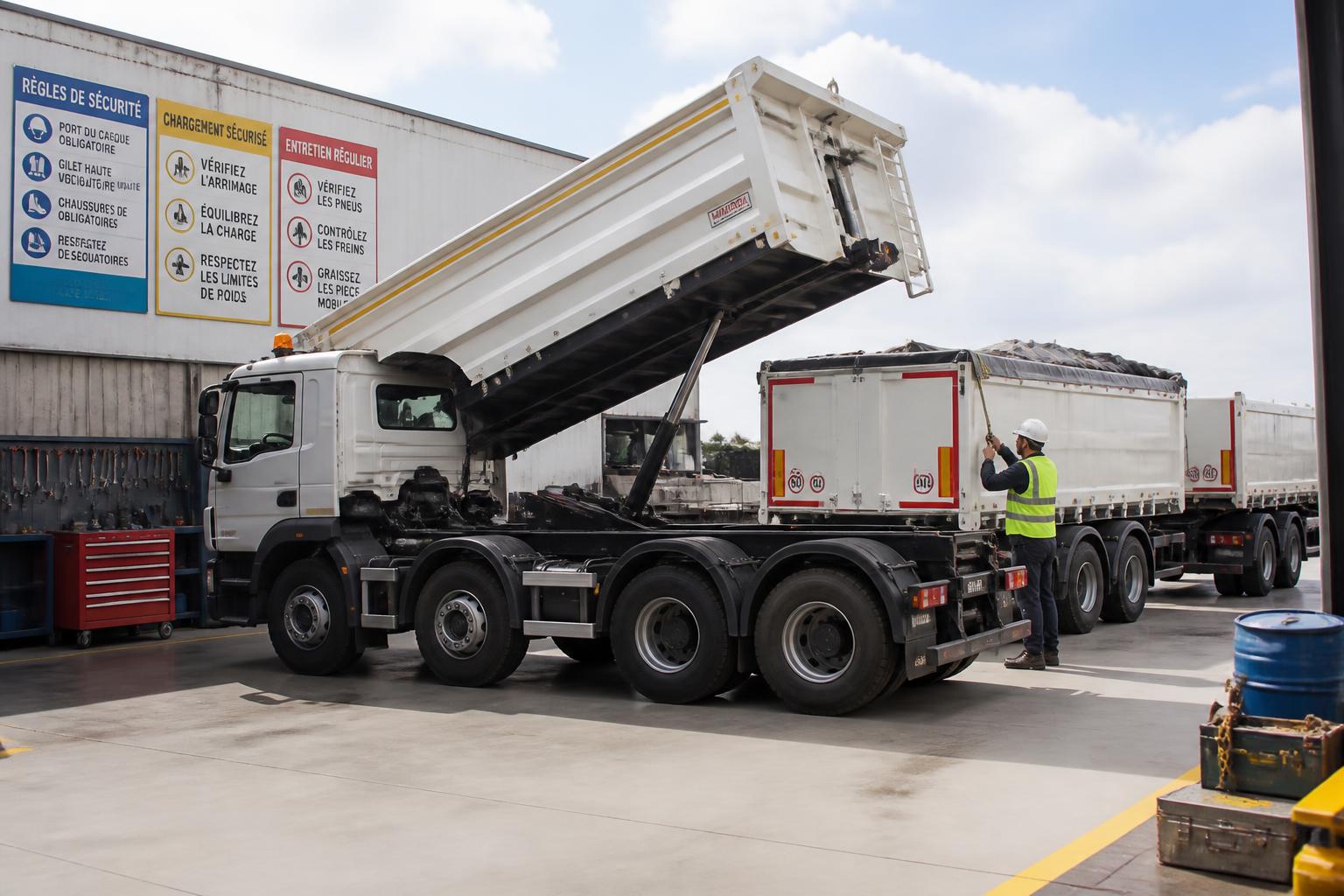 découvrez la réglementation, les conseils de chargement et les bonnes pratiques d'entretien des camions benne et remorques pour assurer sécurité et performance.